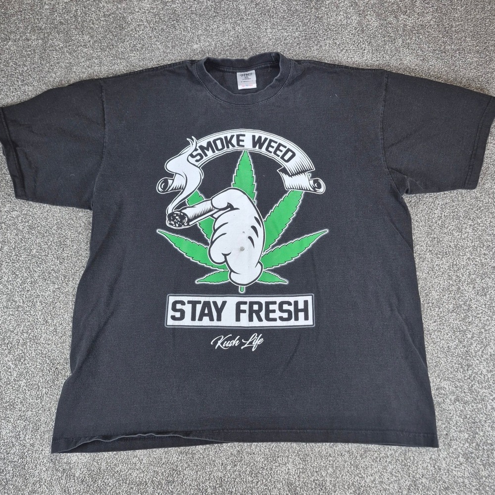 Shaka Wear Heavyweight T-Shirt Mens 3XL Black Smoke Weed Stay Fresh Kush Life